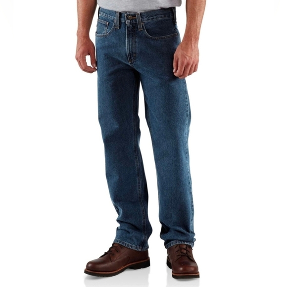 Carhartt Other - Carhartt B480 Dark Vintage Blue Heavyweight Denim Straight Leg Jean Size 44x32